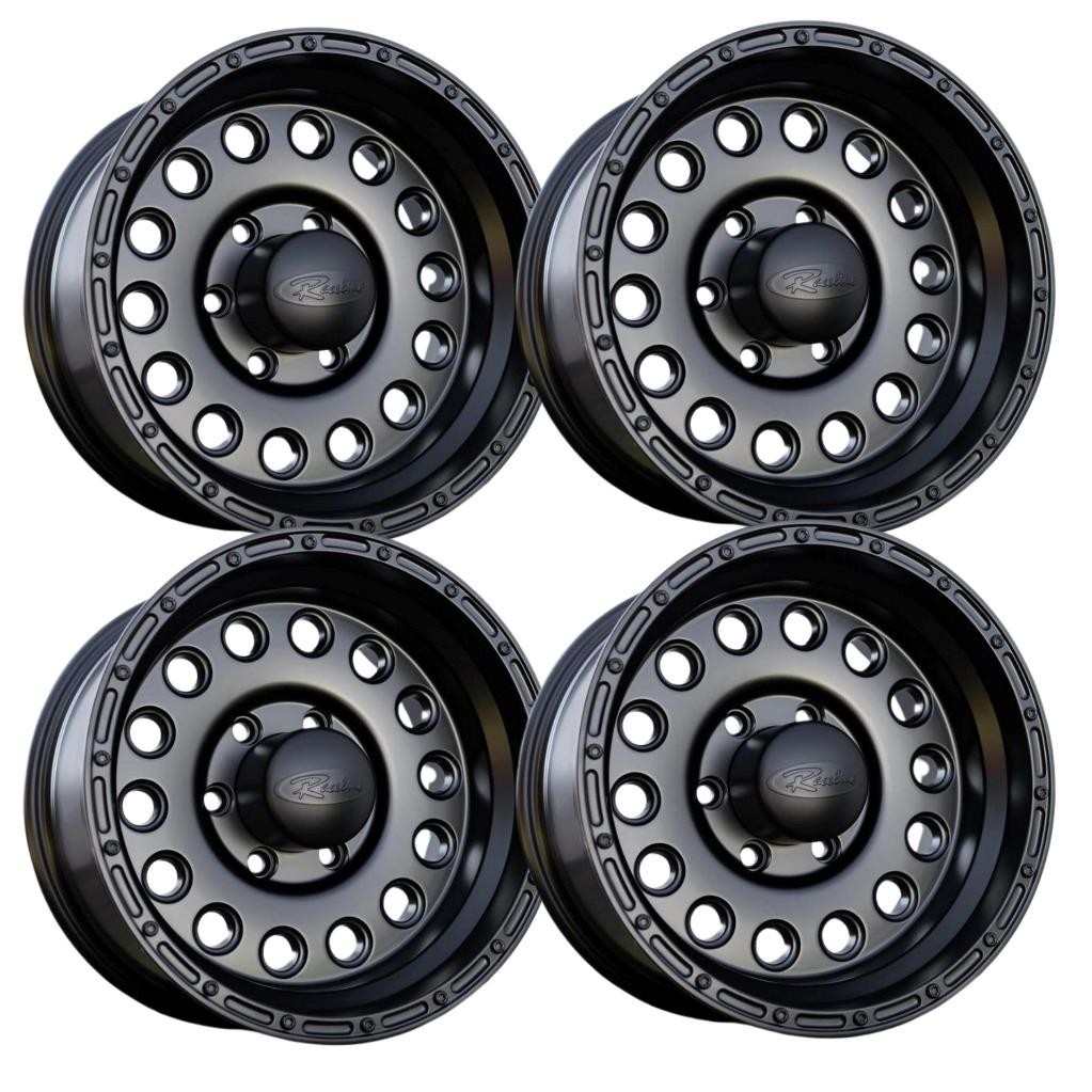 (Set-4) Raceline Rock Crusher 17X9 6X5.5 0mm Black wheels rims 17 inch