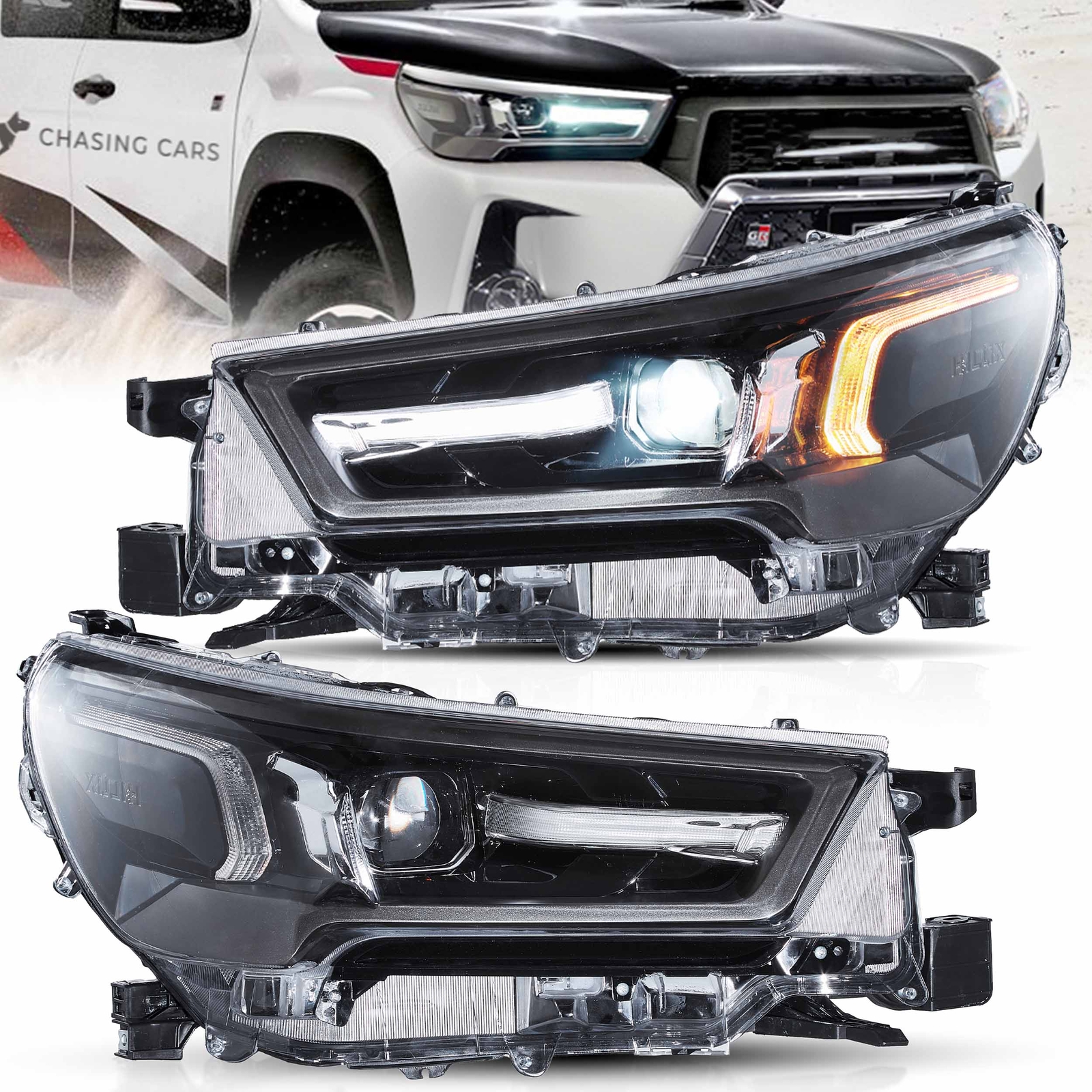 VLAND Fit 2021-2024 Toyota Hilux Projector LED Headlights plug and play Pair VLAND Fit 2021-2024 Toyota Hilux Projector LED Headlights plug and play Pair
