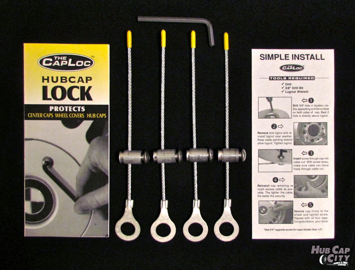 The CapLoc™ -The Original Hub Cap and Center Cap Cable Lock Kit Theft Protection