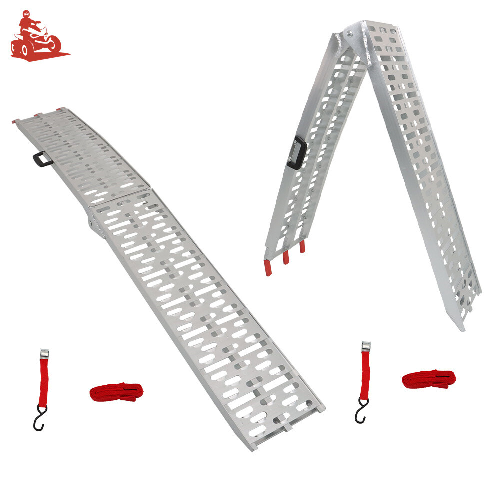 2pcs 7.5\' Aluminum Folding Loading Ramps ATV UTV For Truck Motorcycle Lawn Mower