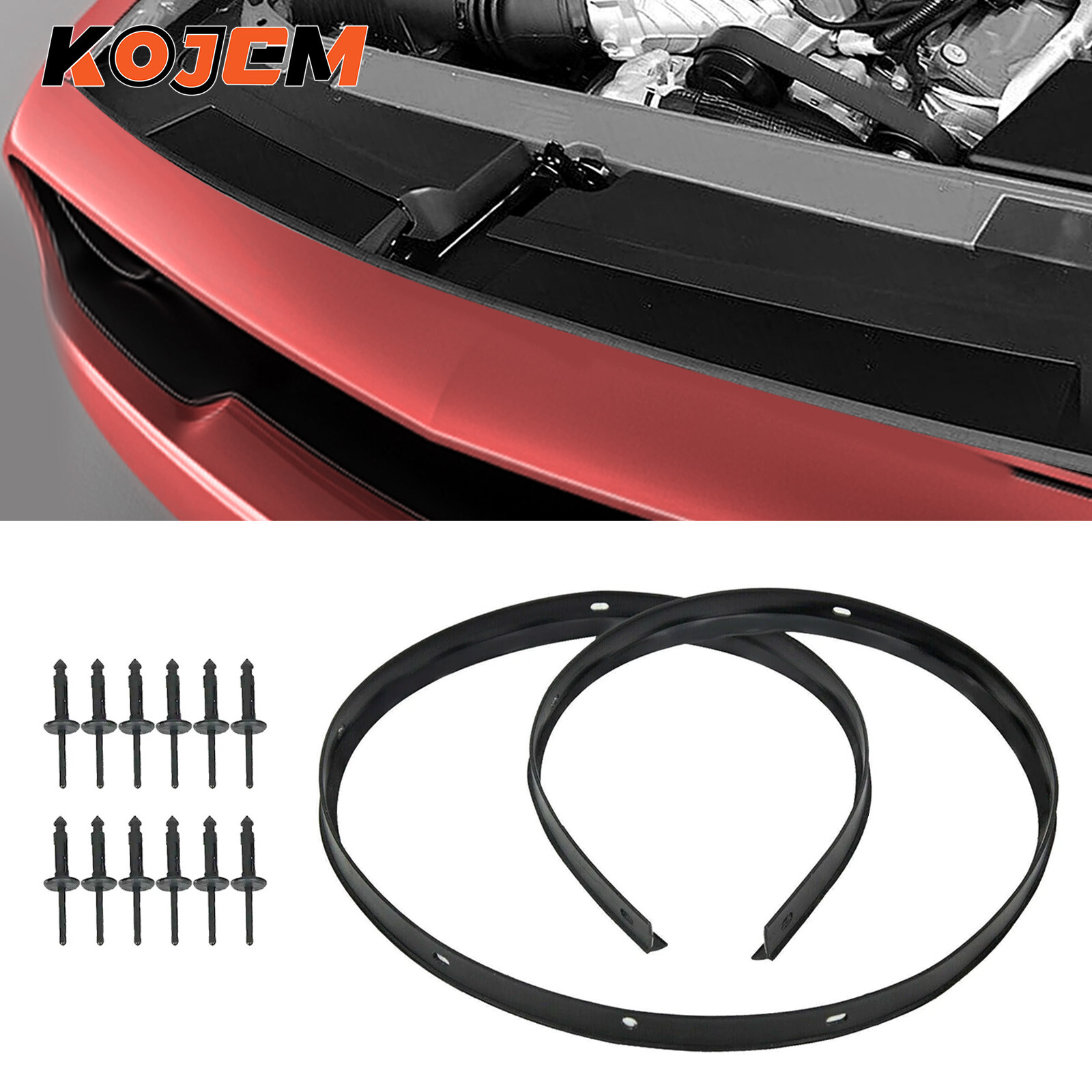 Fit For Dodge Challenger 2008-2022 Front Hood Bumper Weatherstrip Seal & Rivets