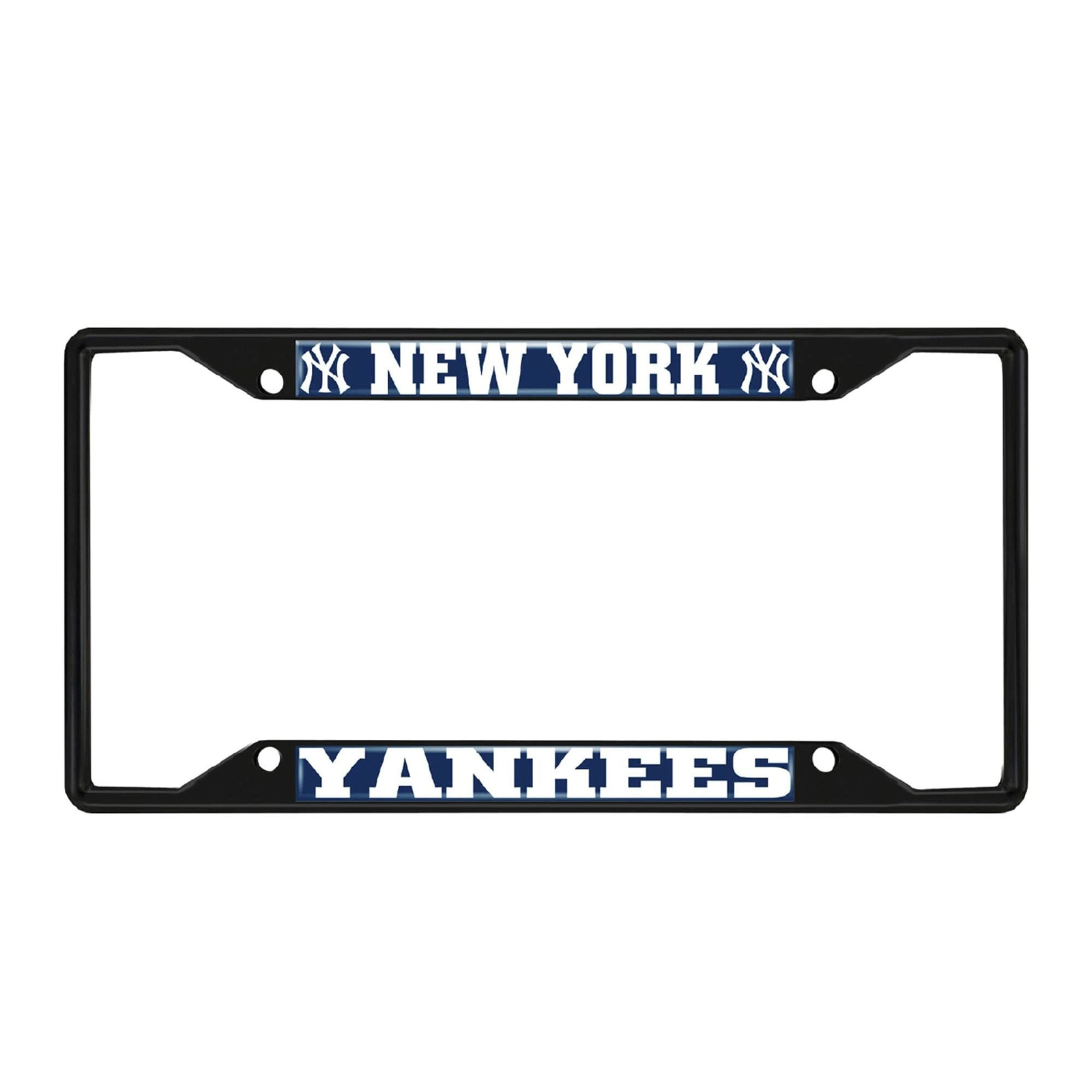 Fan Mats 31314: New York Yankees Metal License Plate Frame Black Finish, Blue