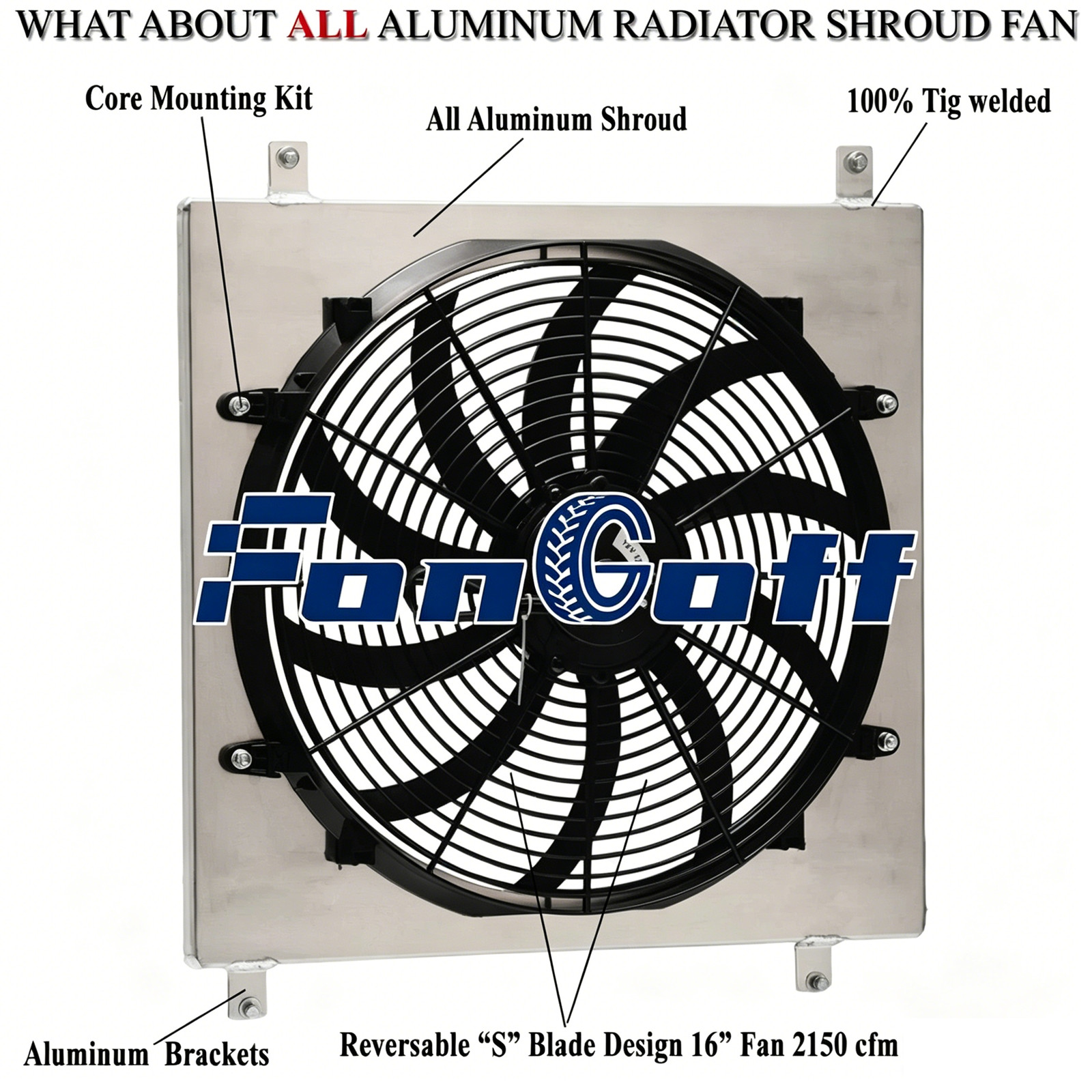 Aluminum Shroud +16'' Fan Fit 1968-1977 72 Ford Bronco 289 302 Wagon Roadster 5L