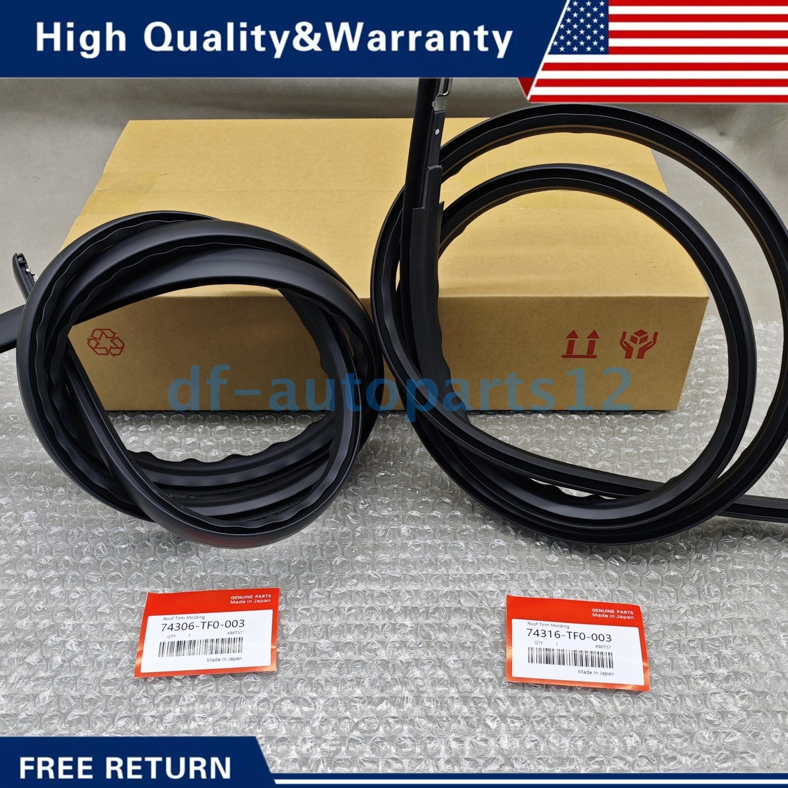 OEM Pair Roof Weatherstrip Molding Trim For Honda Fit 2009-2014 74316-TF0-003