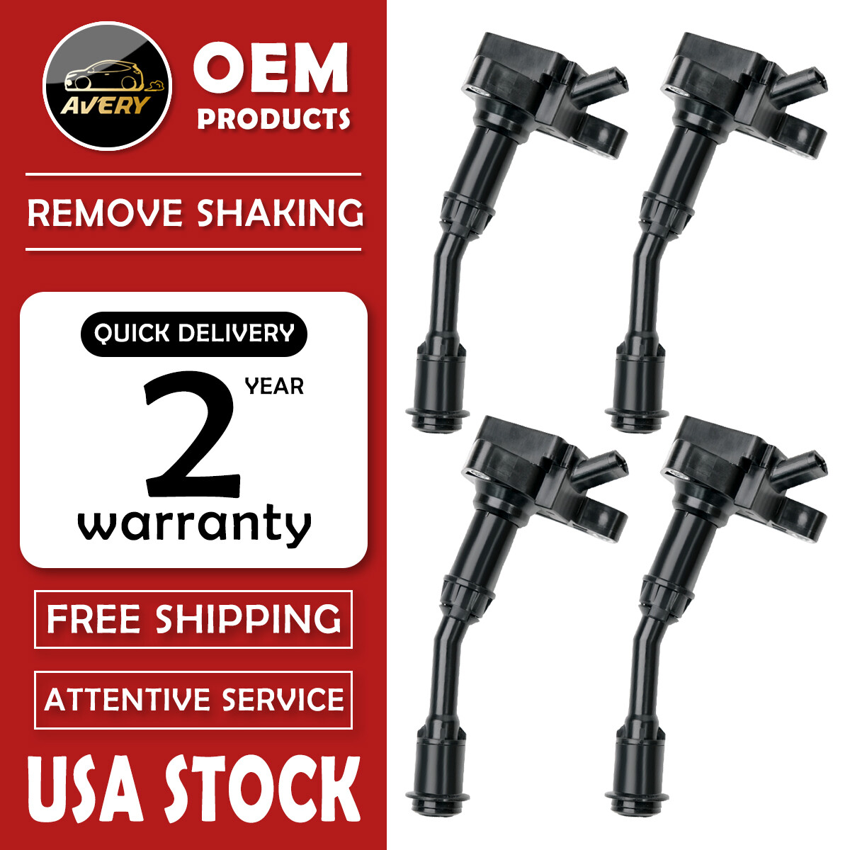 4PCS Ignition Coil Pack For Ford Escape Fusion L4 1.5L 2014 2015 2016-2019 UF735