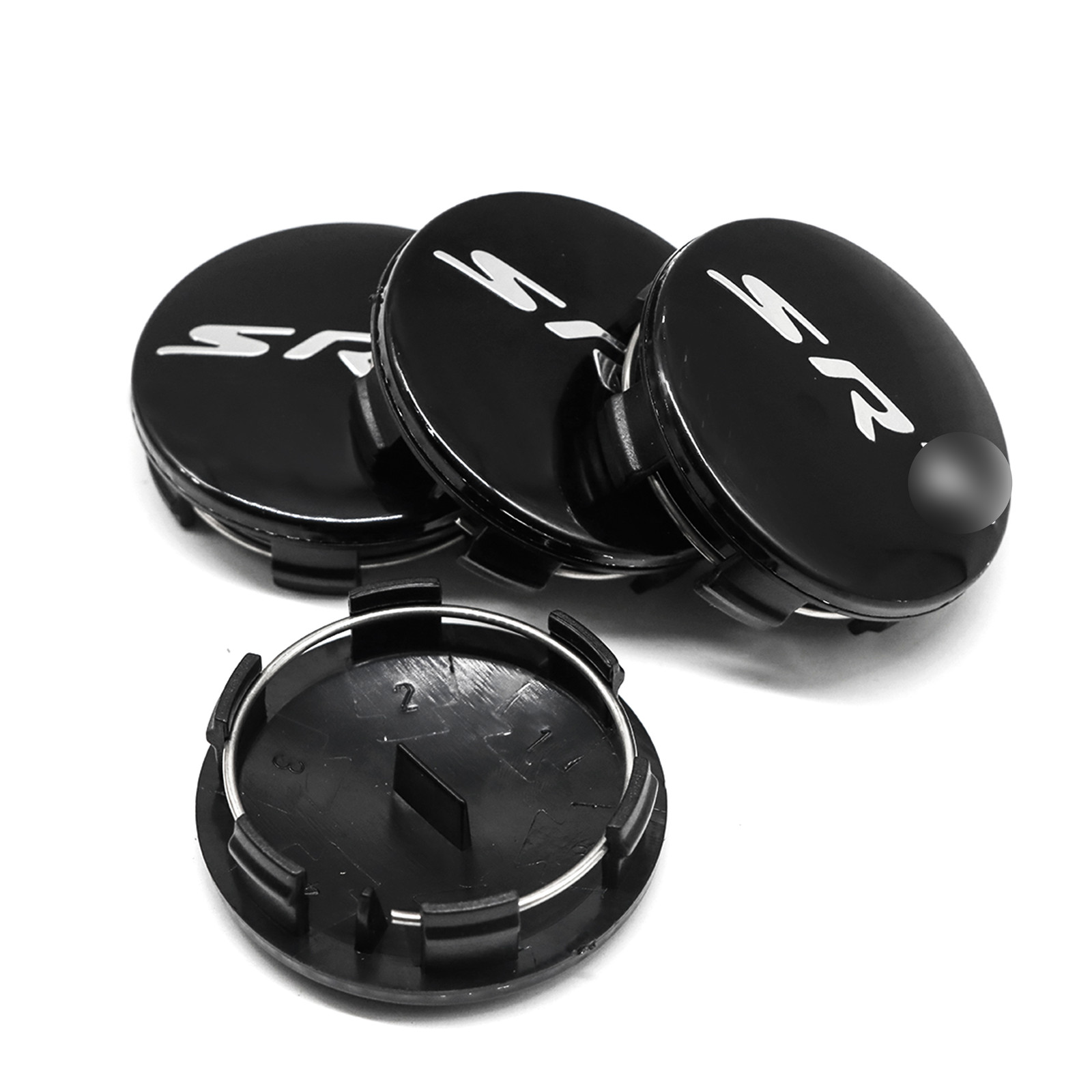 Set of 4 63mm SRT Wheel Center Hub Caps For 2011-2023 Charger Gloss Black Silver