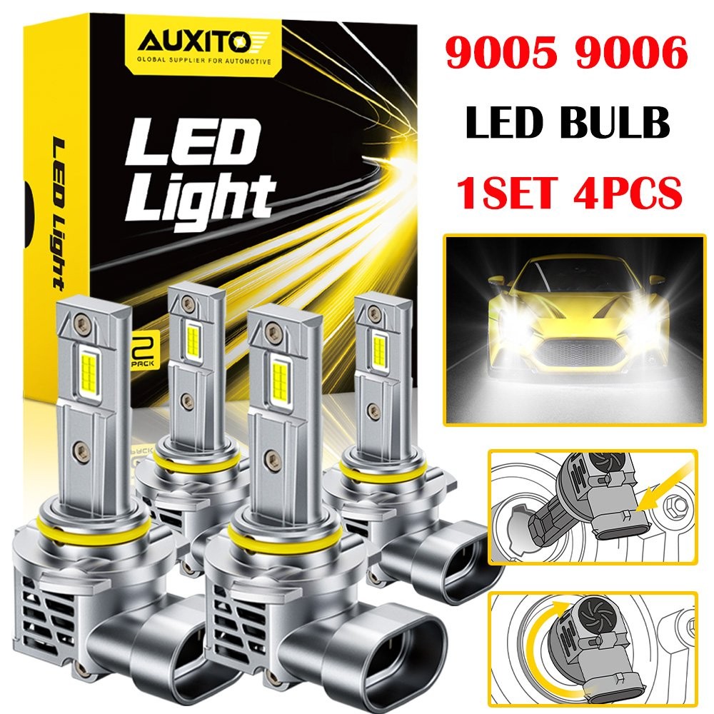 4-40X AUXITO LED Headlight Kit 9005 9006 Combo Bulb Hi Low Beam 6500K Cool White
