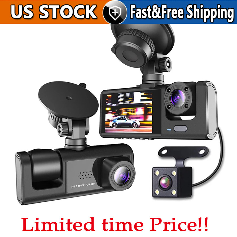 Car Dual Lens Dash Cam HD 1080P Front/Rear/Inside Video Recorder Camera G-Sensor Car Dual Lens Dash Cam HD 1080P Front/Rear/Inside Video Recorder Camera G-Sensor