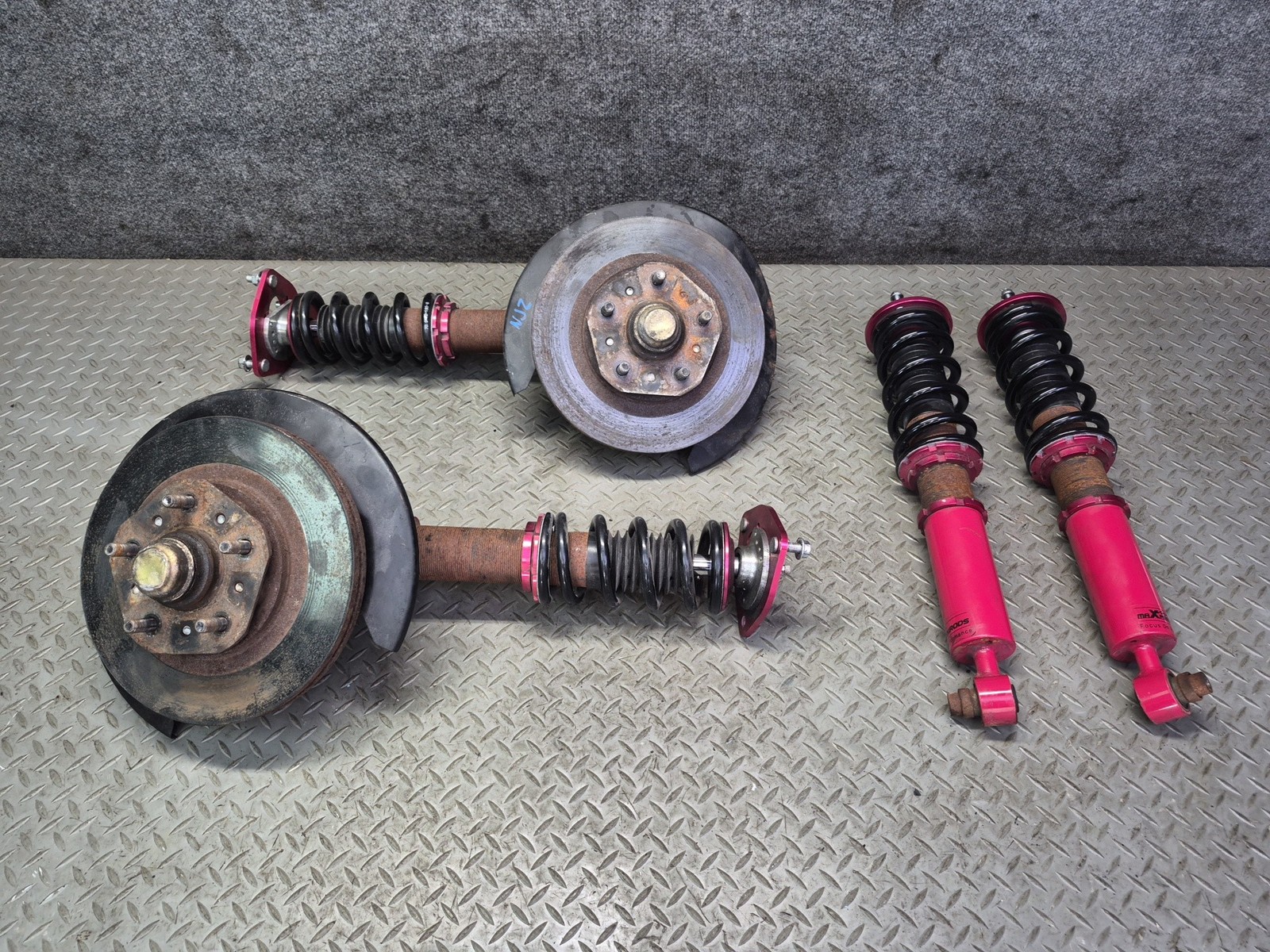 87-89 NISSAN Z31 300ZX NA FRONT & REAR COILOVER SHOCK ABSORBER WHEEL HUB SET