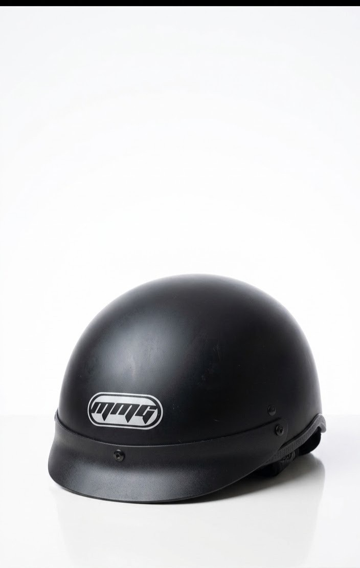 MMG KY-205 Matte Black Motorcycle Half Helmet – Size M (DOT Certified)