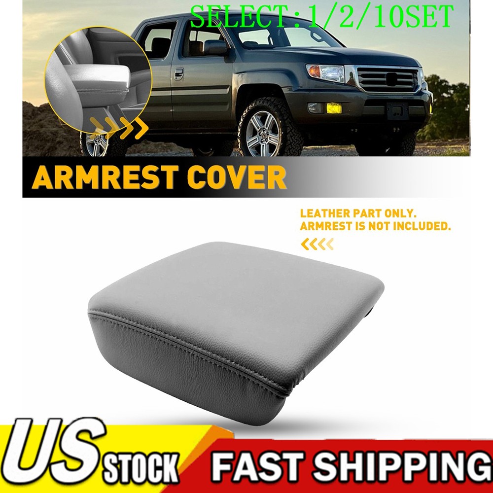 1X Fit 2006-14 Honda Ridgeline Console Armrest Lid Leather Cover Trim Gray 1~10X