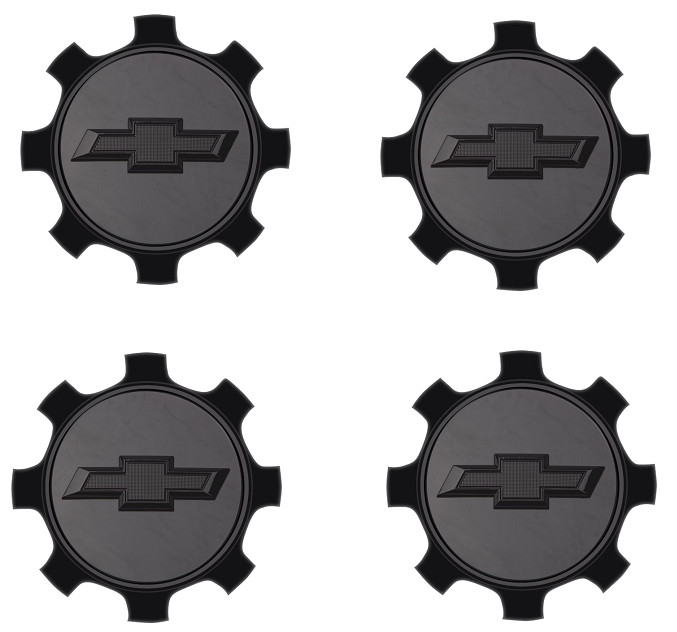20-26 Chevrolet Silverado 2500 3500 4 Center Cap Set Black Bowtie Logo 84465267