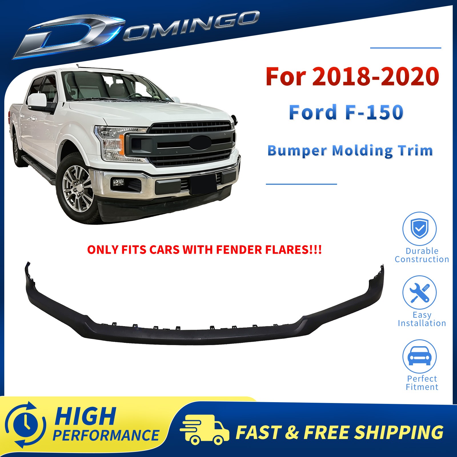 Fits 2018-2020 Ford F-150 Front Bumper Cover & Grille & Upper Molding Trim Fits 2018-2020 Ford F-150 Front Bumper Cover & Grille & Upper Molding Trim