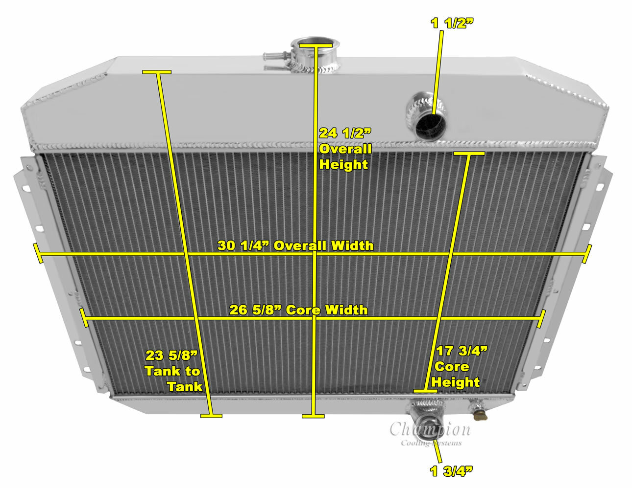 RN Champion 2 Row Radiator for 1961 - 1964 Ford F-Series 6 Cylinder Engine