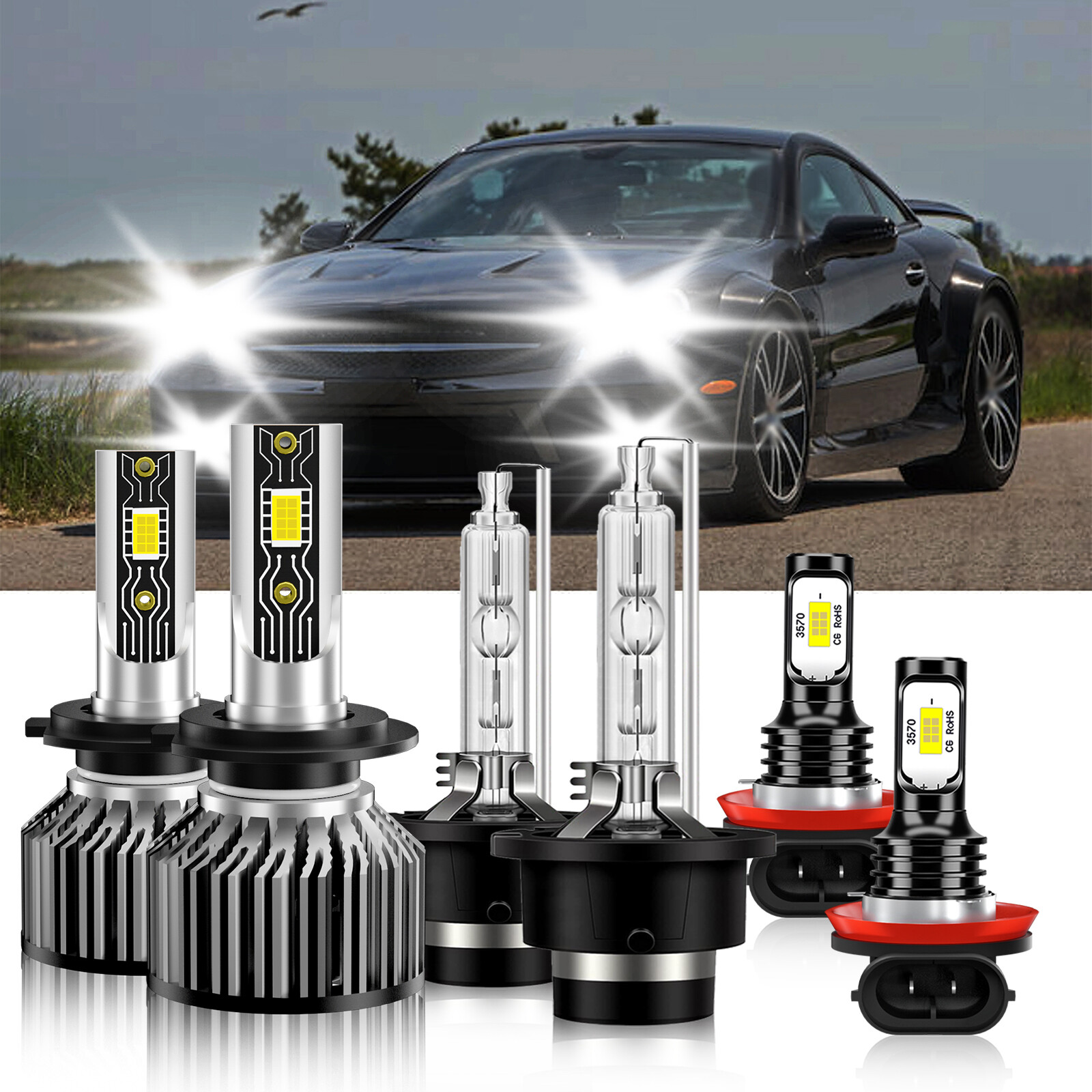 For Mercedes-Benz SL65 AMG 2007-2008 HID LED Headlight Bulb High Low+ Fog Light