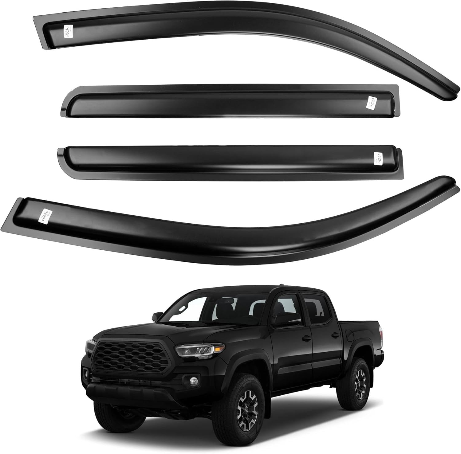 4Pcs Side Window Visor Rain Guards Deflectors For 2016-2023 Toyota Tacoma Black