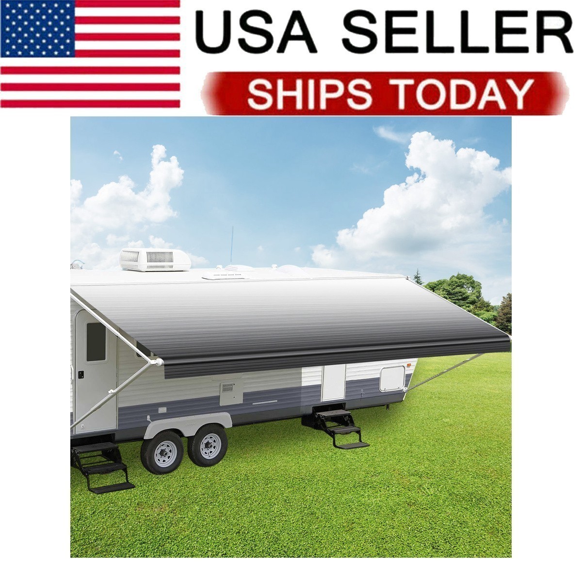 12-20\' RV Awning Fabric Vinyl Replacement Heavy Duty for Camper Trailer 8\' Gkbkf
