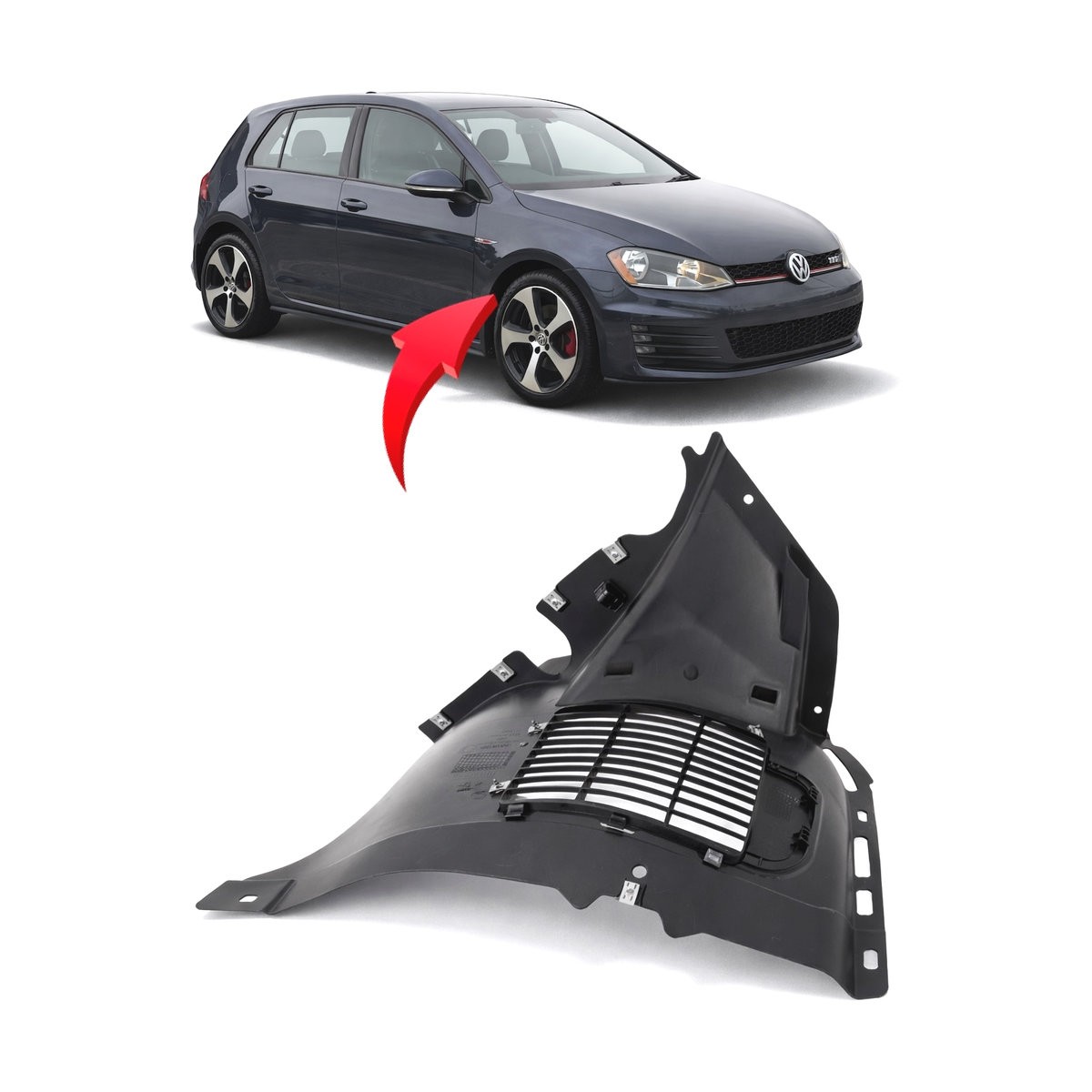 Fender Liner Front Passenger Side for Volkswagen Golf R 2015-2019 VW1249125