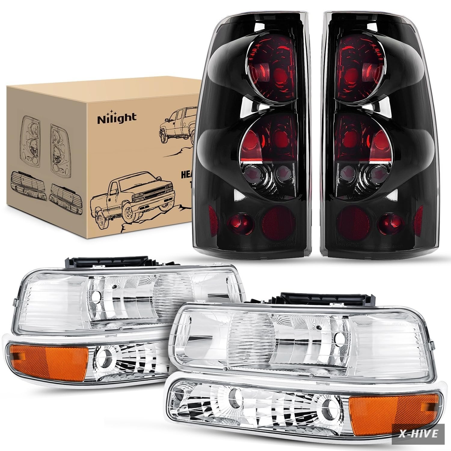 Driving,Fog Spot Lights Waterproof 1 Nilight Headlight Taillight Assembly Combo