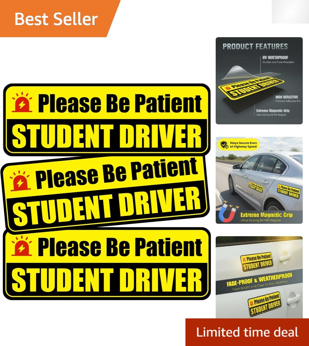 Funny Student Driver Reflective Magnets - 9x3.5 Inches for Maximum Visibility