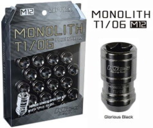 KYO-EI Kics MONOLITH T1/06 Lug Nuts M12x1.5 20pc Glorious Black MN01GK NEW