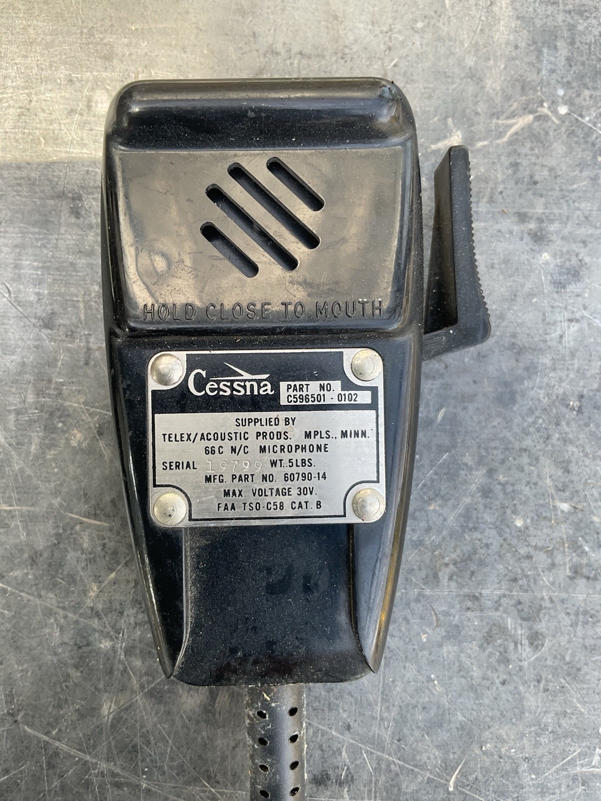C596501-0102, TEL-66T, Cessna Aircraft / Telex Transistorized Noise Cancelling C596501-0102, TEL-66T, Cessna Aircraft / Telex Transistorized Noise Cancelling