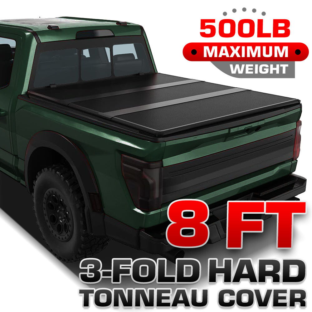 8FT Hard Fold Truck Bed Tonneau Cover For 03-26 Dodge Ram 1500 2500 3500HD 96.3\