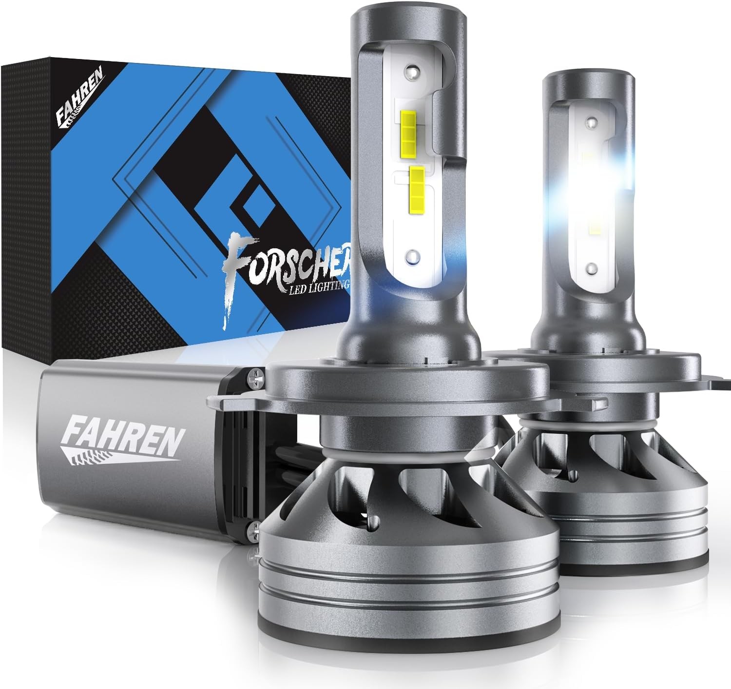 Fahren 2x H4/9003/HB2 LED Headlight 90000LM High/Low Light Bulbs Kit 6500K White