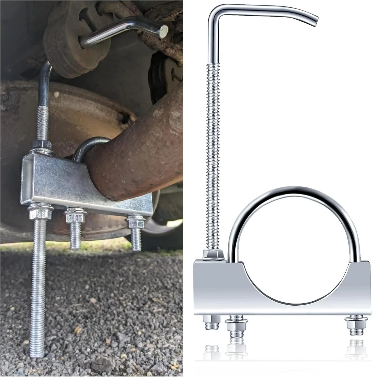 2.5 Inch Exhaust Clamp With Hanger, Heavy Duty Universal Muffler Hanger 2.5 Inch