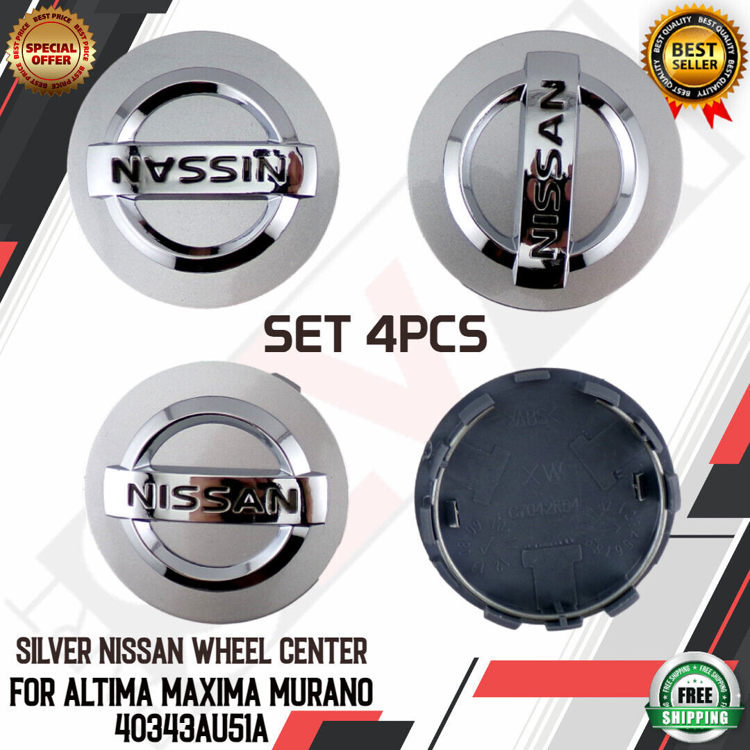 🔥🔥🔥Set of 4 Silver Nissan Wheel Center Cap 54mm for Altima Maxima 40343AU51A