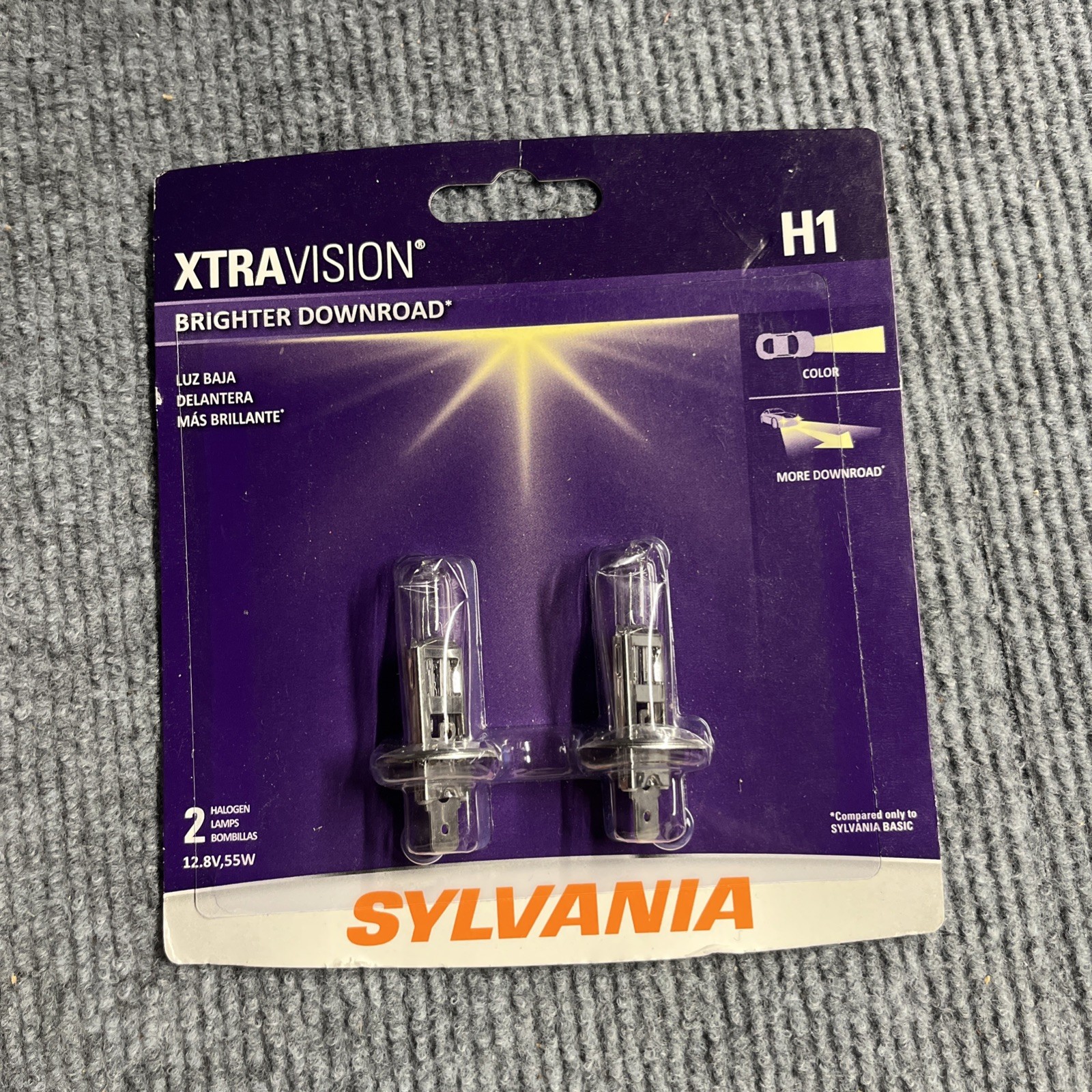 Genuine OEM Sylvania H1 Xtra Vision Brighter Downroad (H1XV.BP2) 2 Bulbs M