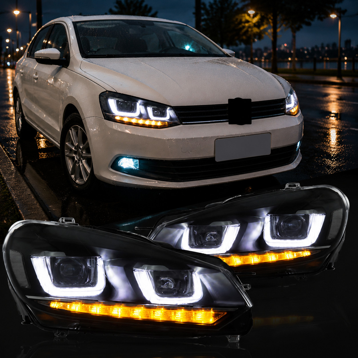 For 2010-2014 Volkswagen VW MK 6 Golf 6 LED DRL Headlights Sequential Indicator
