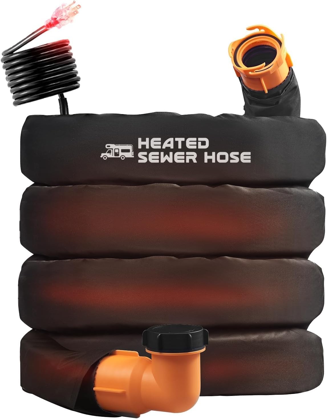 REHOSEUP 20FT Heated Sewer Hose Kit w/Sleeve BLACK RV