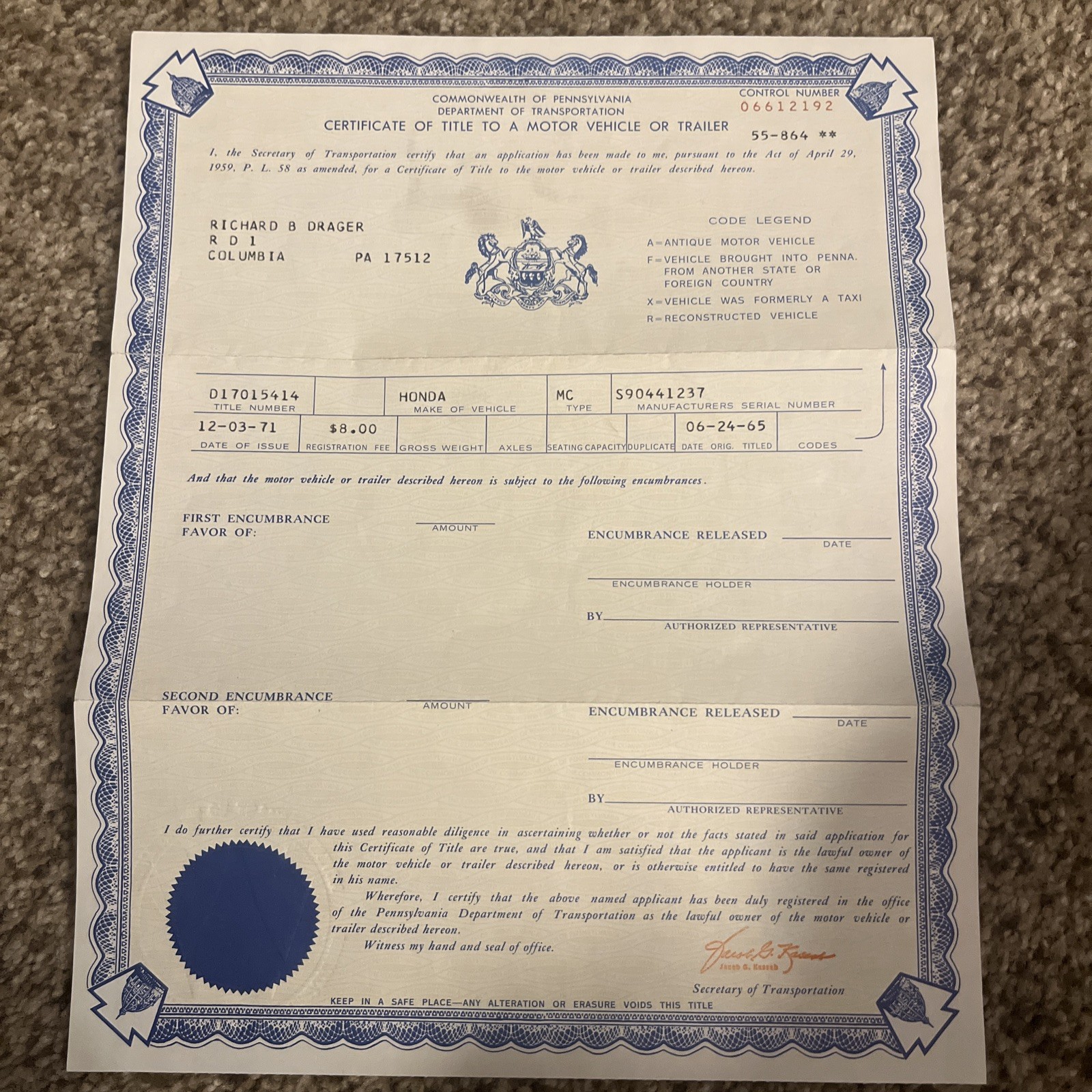 1965 Honda S90 Historical Document 1965 Honda S90 Historical Document