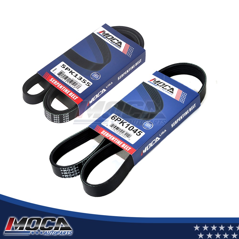 2 Pcs Drive Belt Set for 93-95 Mazda RX-7 1.3L Turbocharged 5PK1355 6PK1045