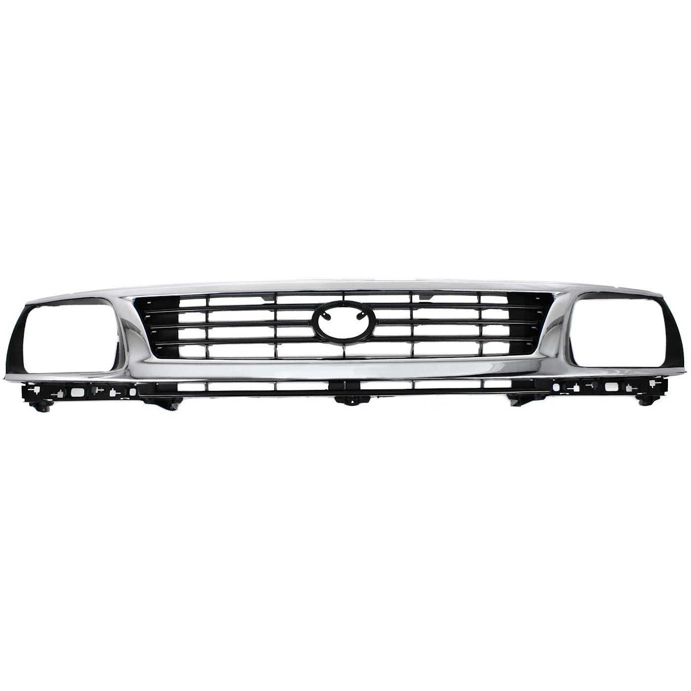 Grille For 95-96 Toyota Tacoma Chrome Shell w/ Black Insert Plastic