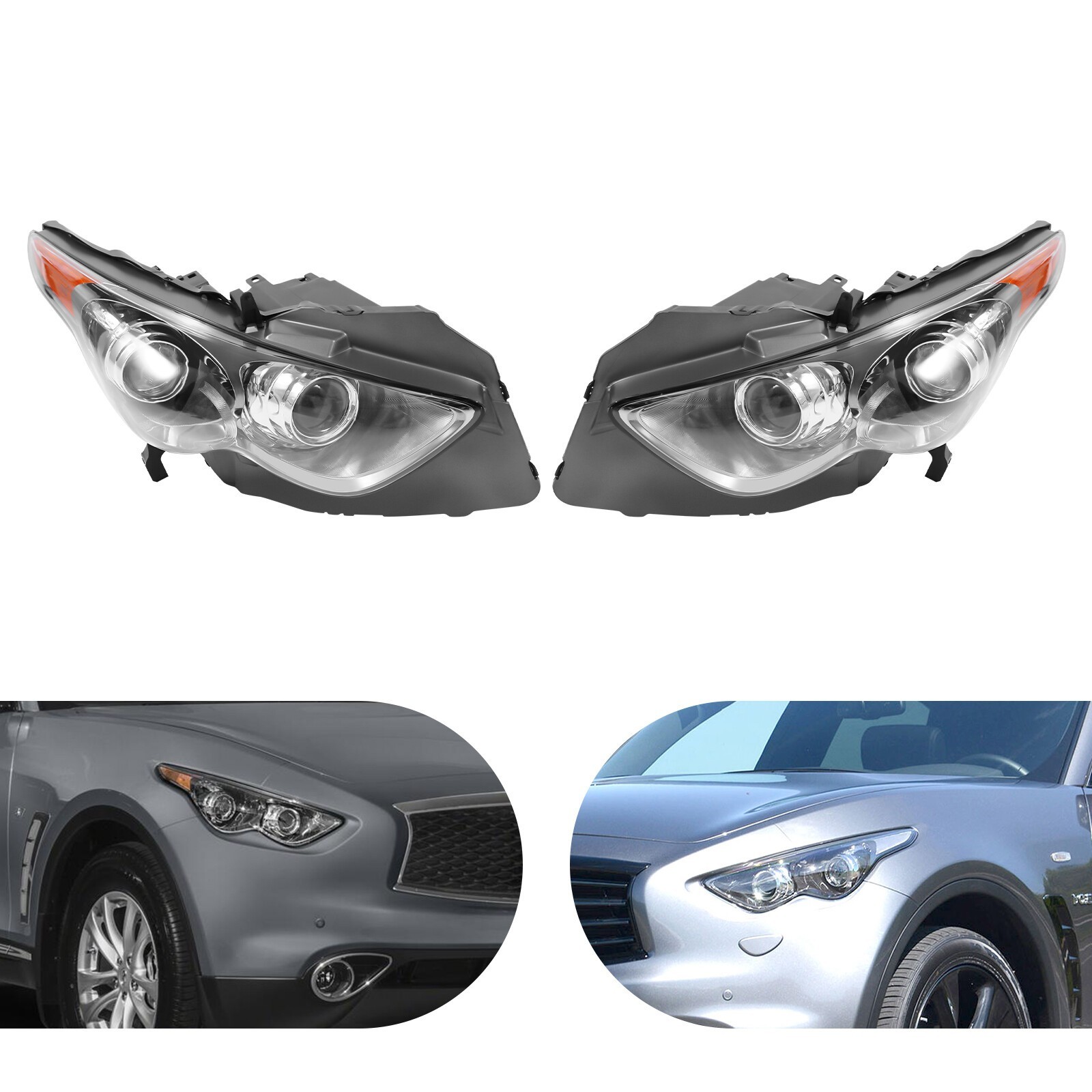 For 09-17 Infiniti Fx35 Fx37 Fx50 Qx70 Hid Headlamps Driver Passenger Headlights