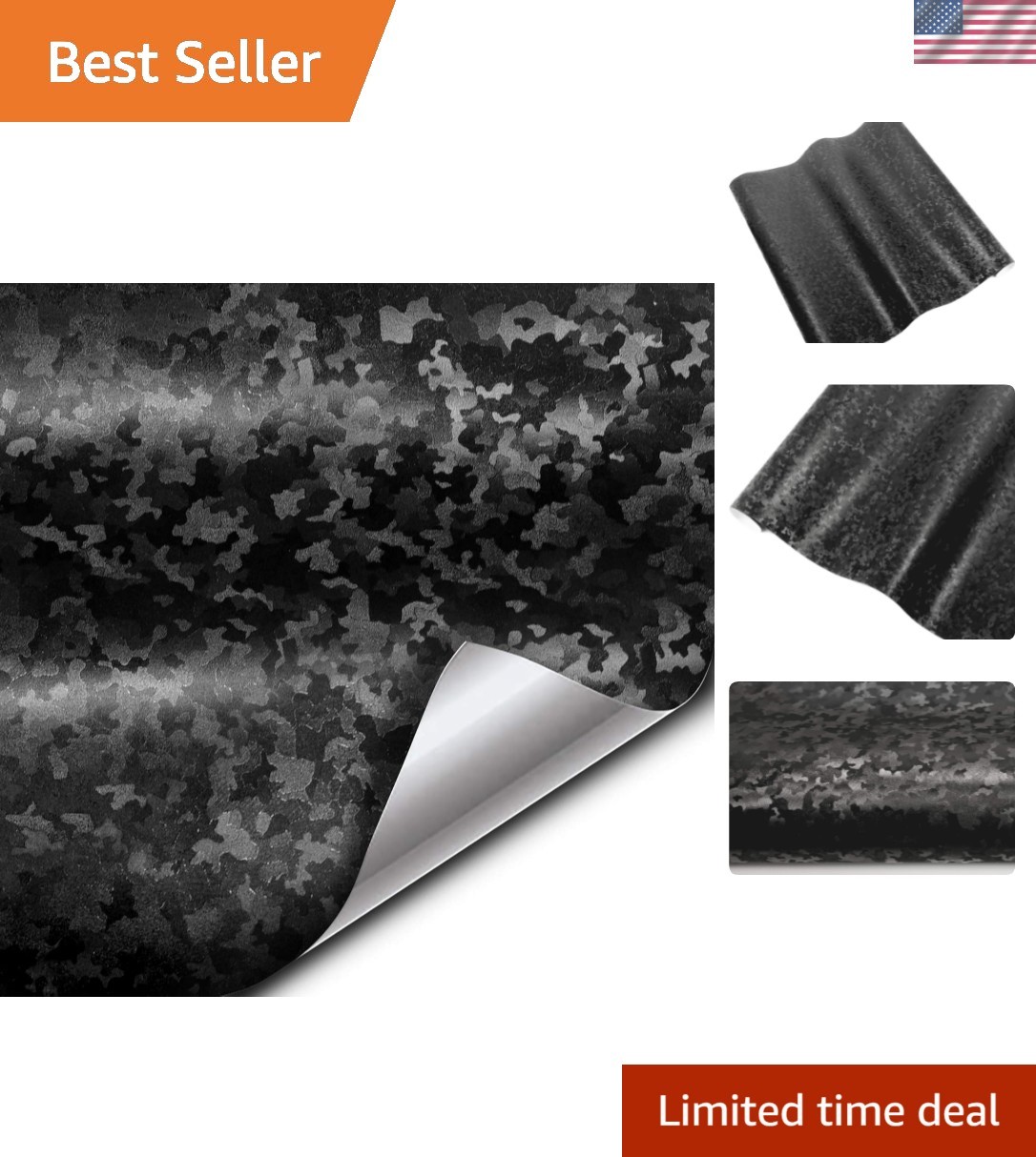 Black Stealth Camouflage Vinyl Wrap Roll 50ft x 5ft - Easy DIY Application