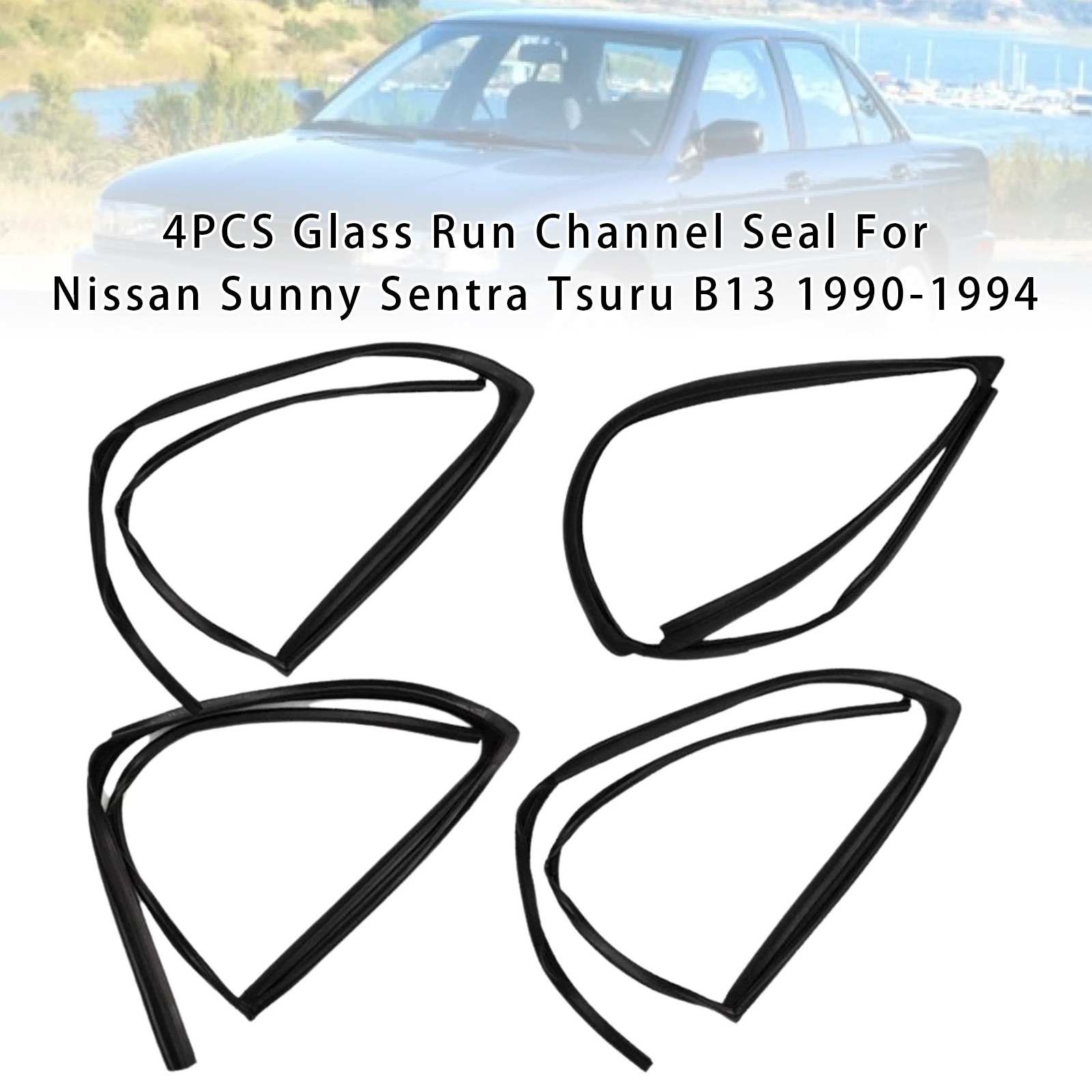 4PCS Glass Run Channel Seal For Nissan Sunny Sentra Tsuru B13 1990-1994