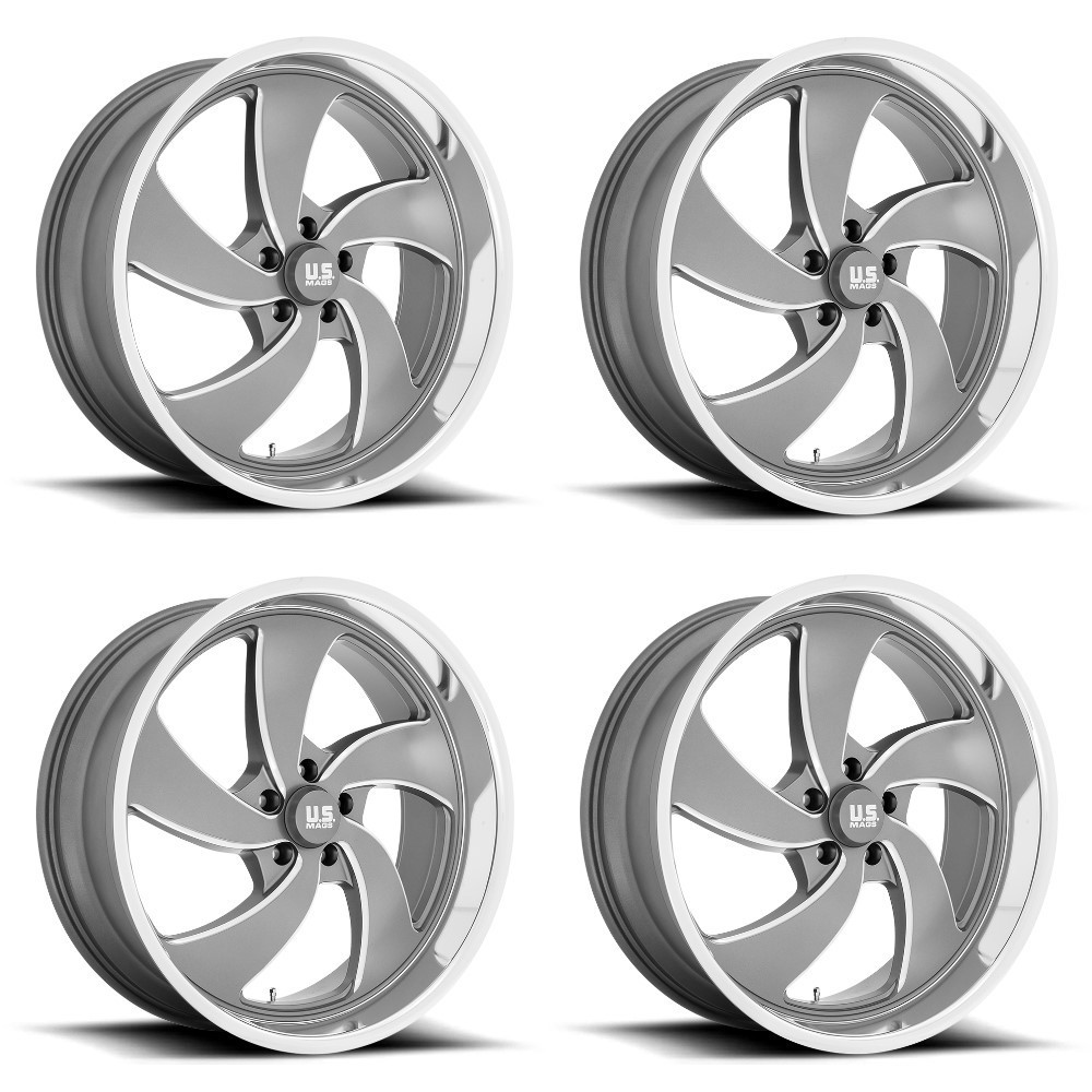Set 4 US Mag U133 Desperado 22x10.5 5x4.75 1mm Anthracite Milled Wheels 22\