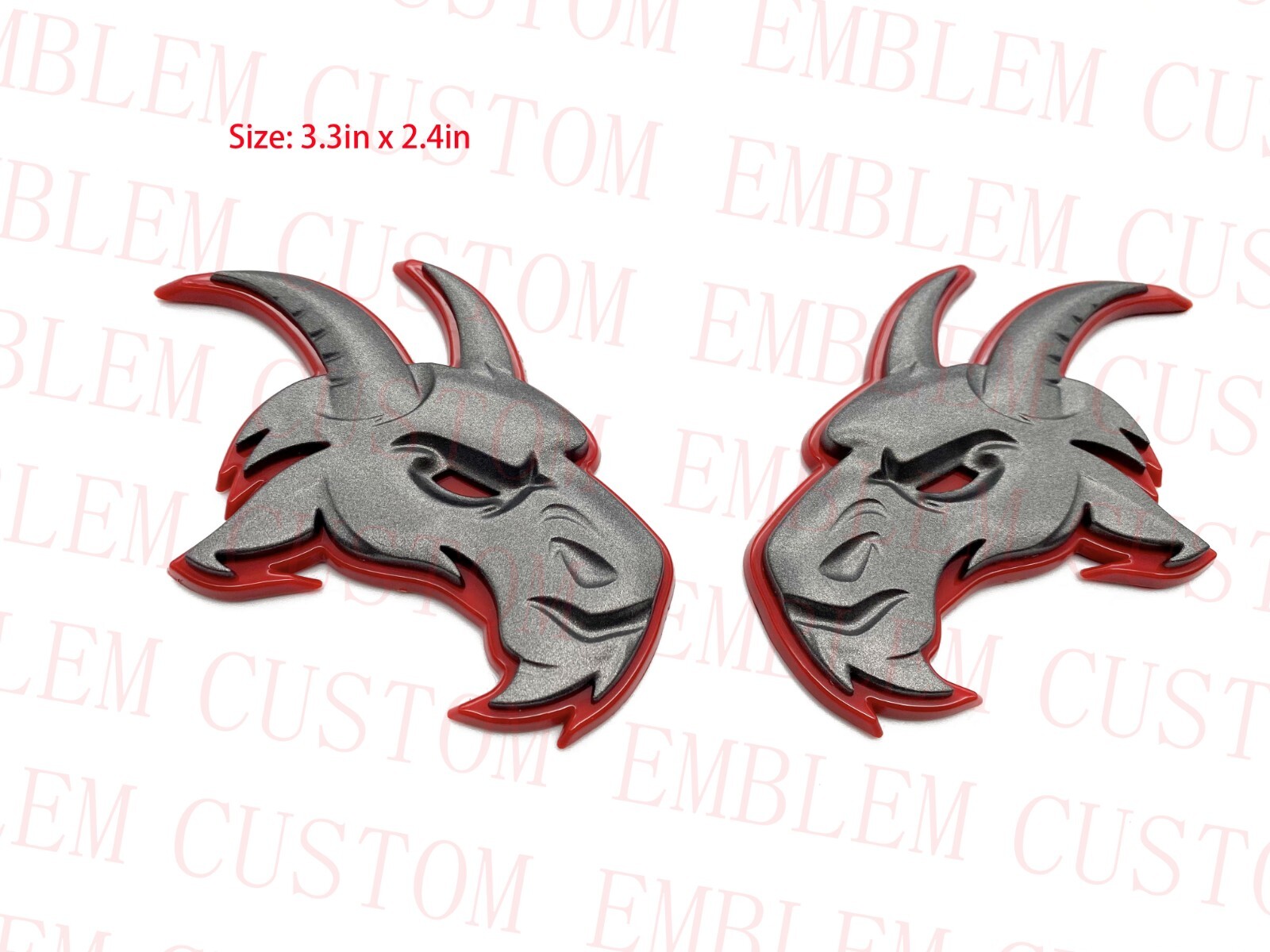 2x Gray with Red Head Emblem for Ram 1500 2500 3500 Fender badge Hellcat Style 2x Gray with Red Head Emblem for Ram 1500 2500 3500 Fender badge Hellcat Style