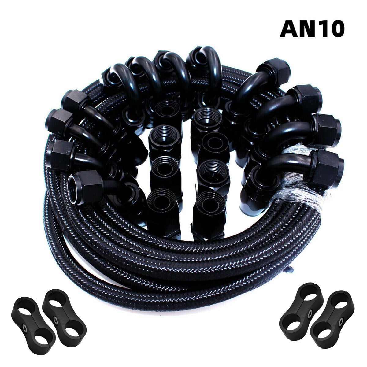 33FT AN-10 10AN Fitting Stainless Steel Nylon Braided Fuel Oil Hose Line Kit