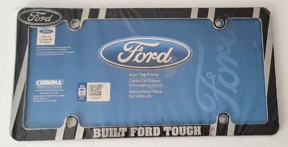 FORD Built Ford Tough Chrome Metal License Plate Frame, Official Licensed FORD Built Ford Tough Chrome Metal License Plate Frame, Official Licensed