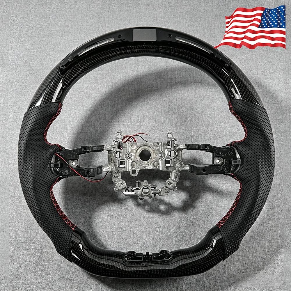 REAL CARBON FIBER LED LEATHER STEERING WHEEL FOR HONDA 11TH CIVIC TYPE R 22-25