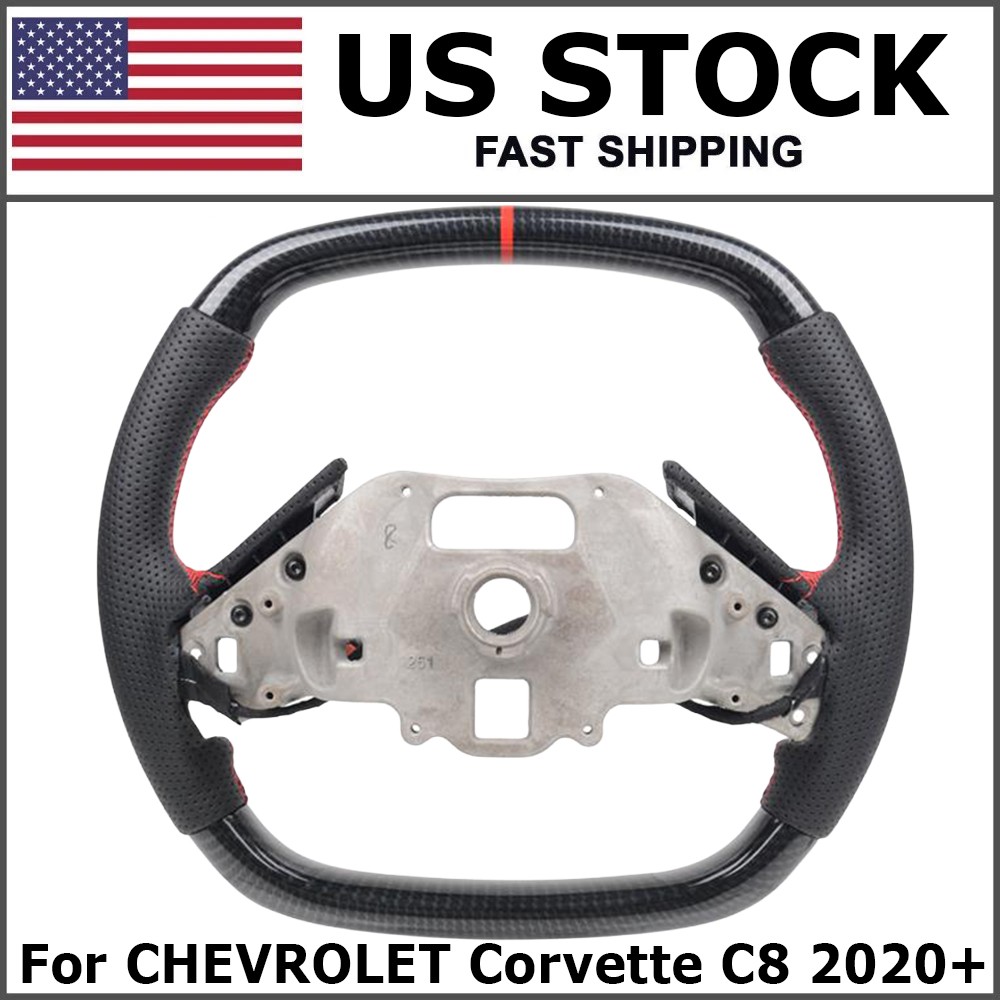 3K D-Shape Flat Bottom Carbon Fiber Heated Steering Wheel For Corvette C8 2020+