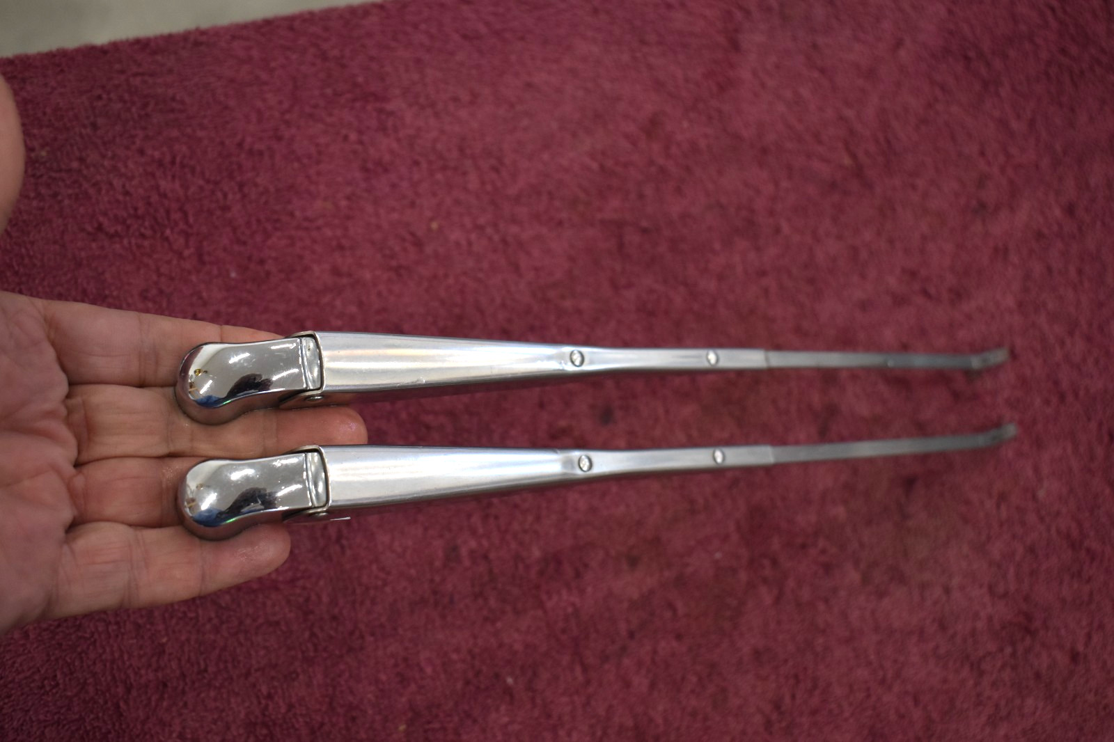 1965-66 Plymouth, Chrysler, Dodge Wiper Arms Left & Right OEM Stainless NICE 1965-66 Plymouth, Chrysler, Dodge Wiper Arms Left & Right OEM Stainless NICE