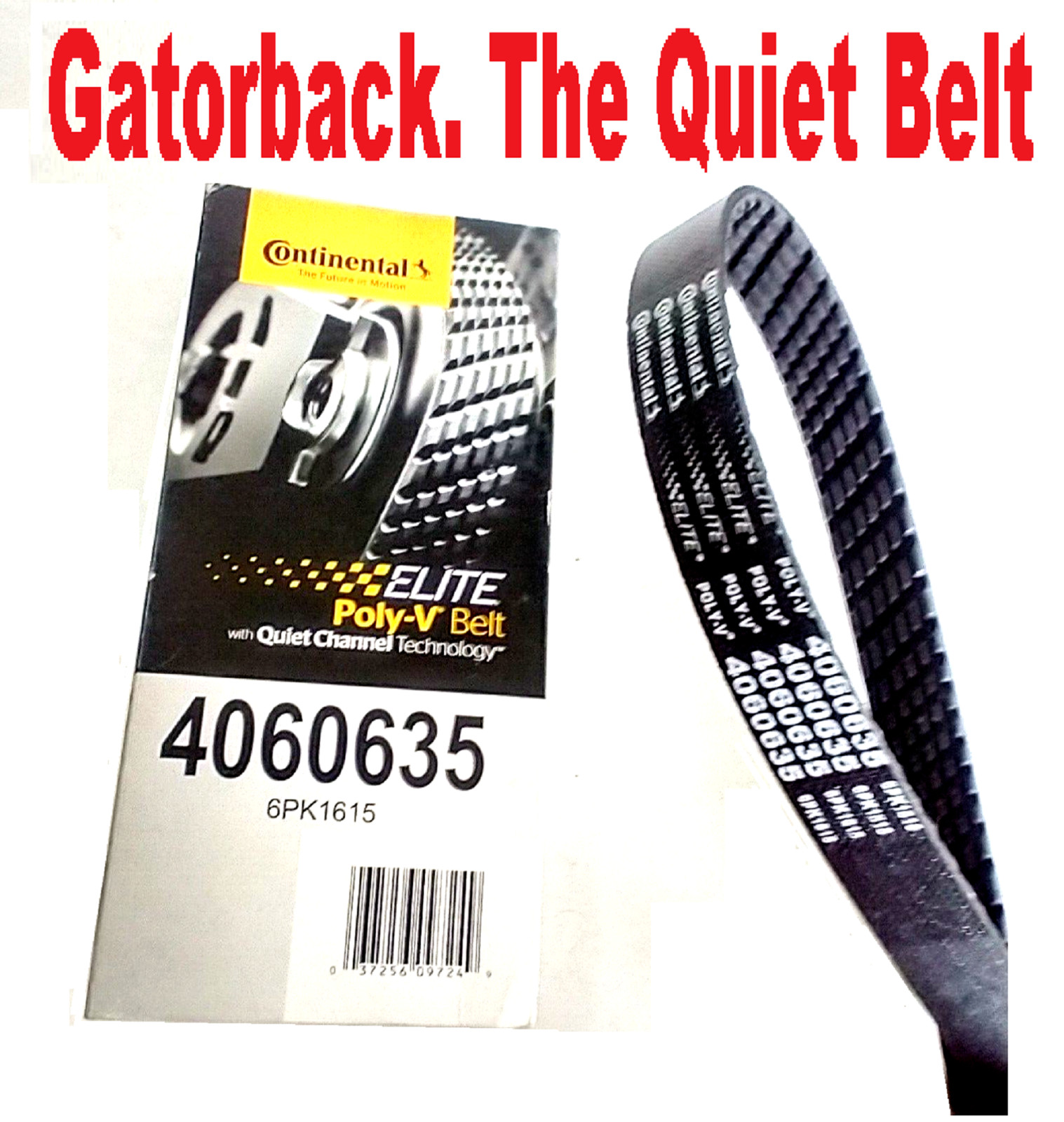 Serpentine Poly-V Quiet Belt Gatorback CONTINENTAL ELITE 4060635, 6PK1615