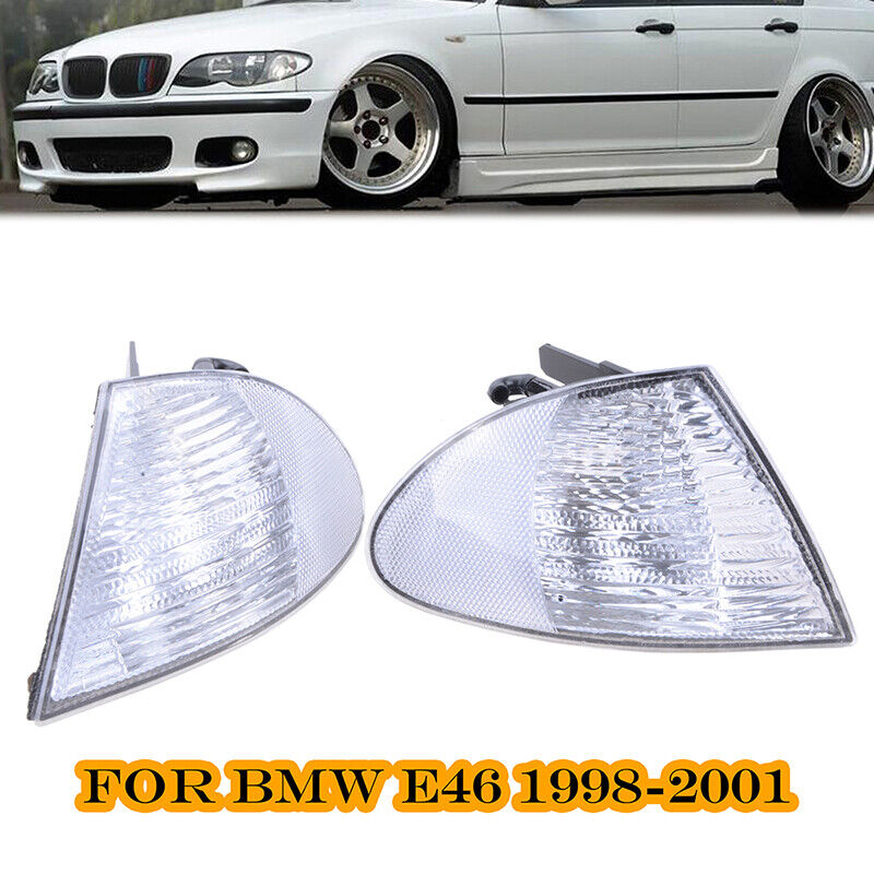 Pair For BMW 3 Series E46 98-01 Front Indicator Turn Signal Corner Clear Lights