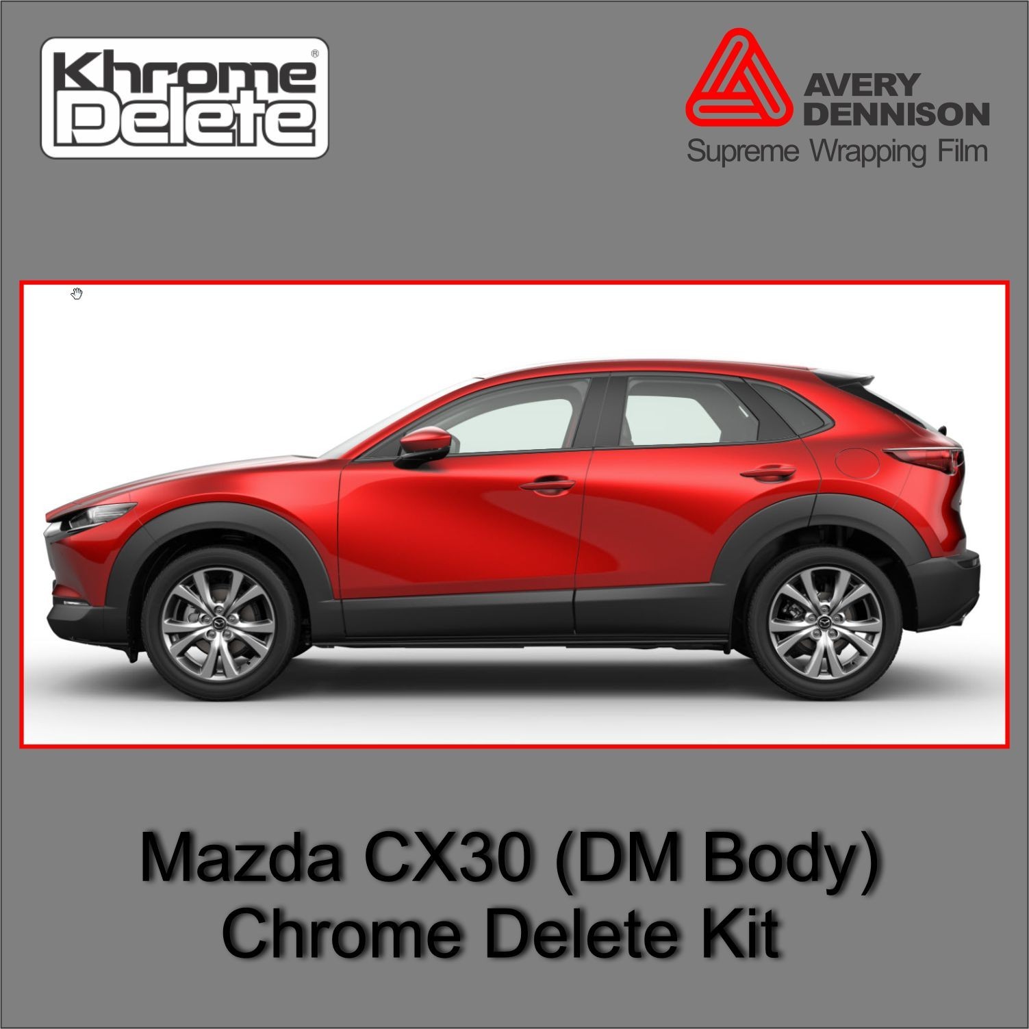 2020-2026 Mazda CX30 Chrome Delete Overlay (Glossy Black)