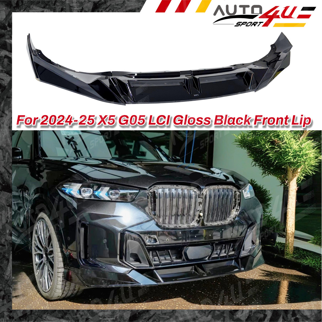 V Style Front Bumper Lip Lower Car Spoiler Fits 2024-2025 BMW X5 G05 LCI M Sport